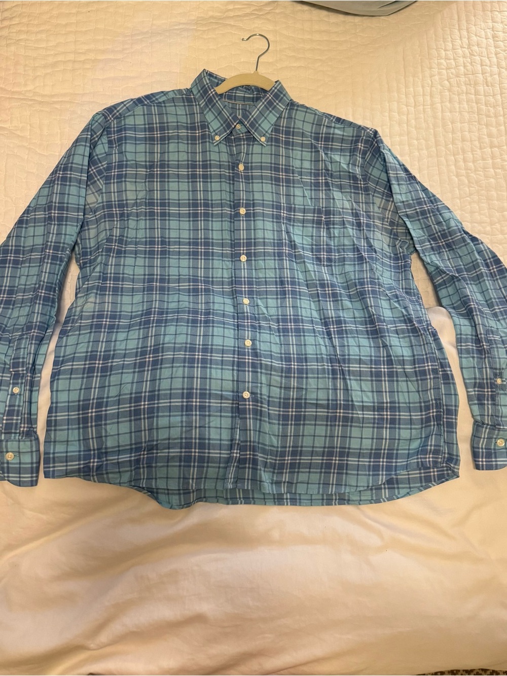 XL Peter Millar Blue Plaid Button-Down Shirt